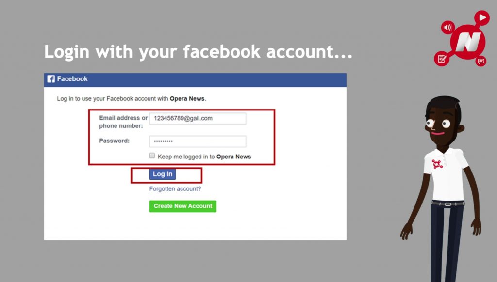 how to login opera news hub with your facebook account